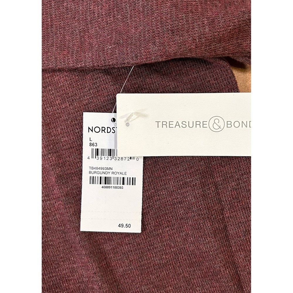 TREASURE & BOND Men's Henley Shirt L Long Sleeve Burgundy Royale Red NEW - Picture 6 of 11